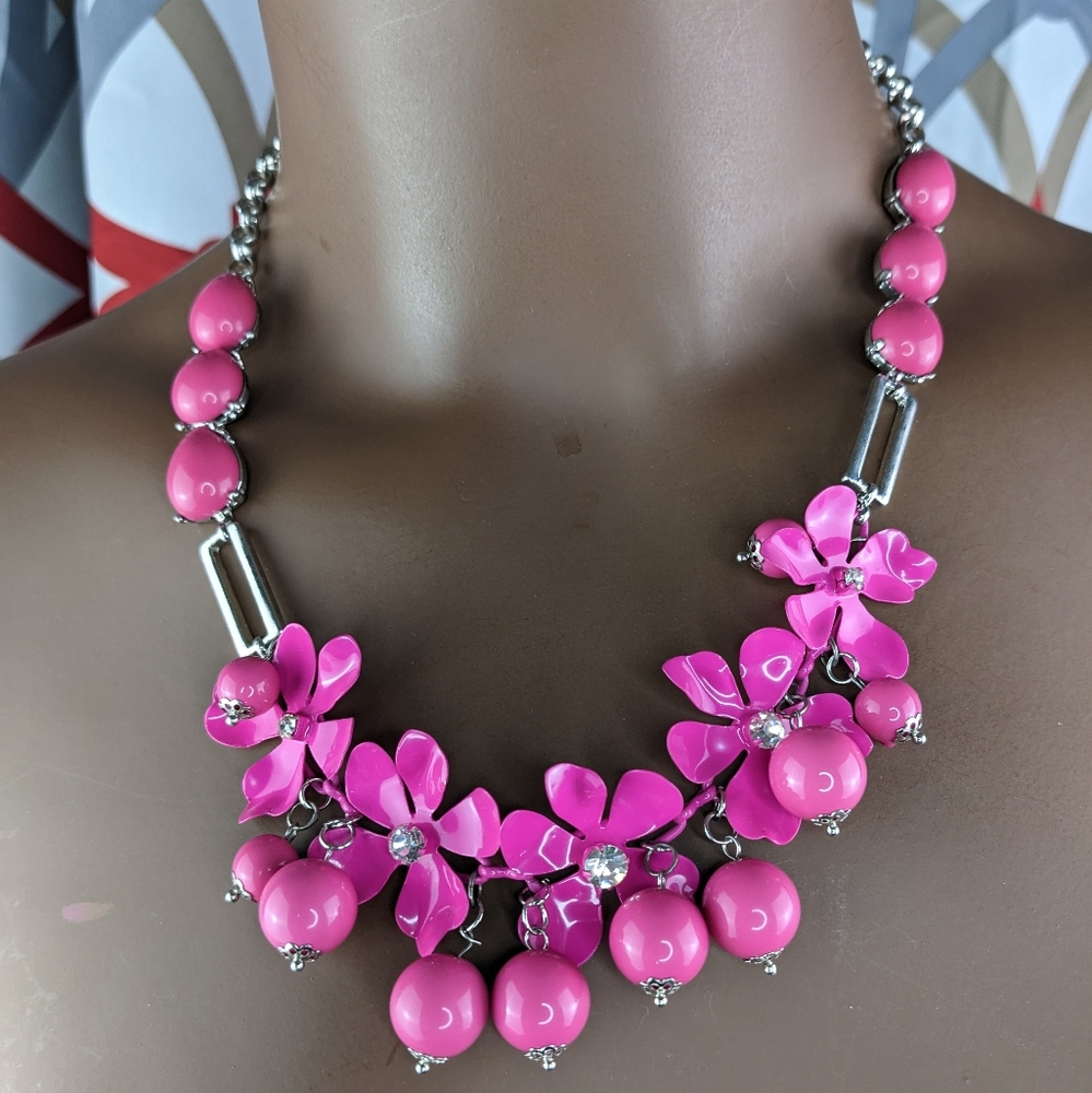 Pink Floral necklace Set - Picture 1 of 7